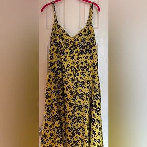City Chic Floral Yellow and Black Dress Smocked Back size 20